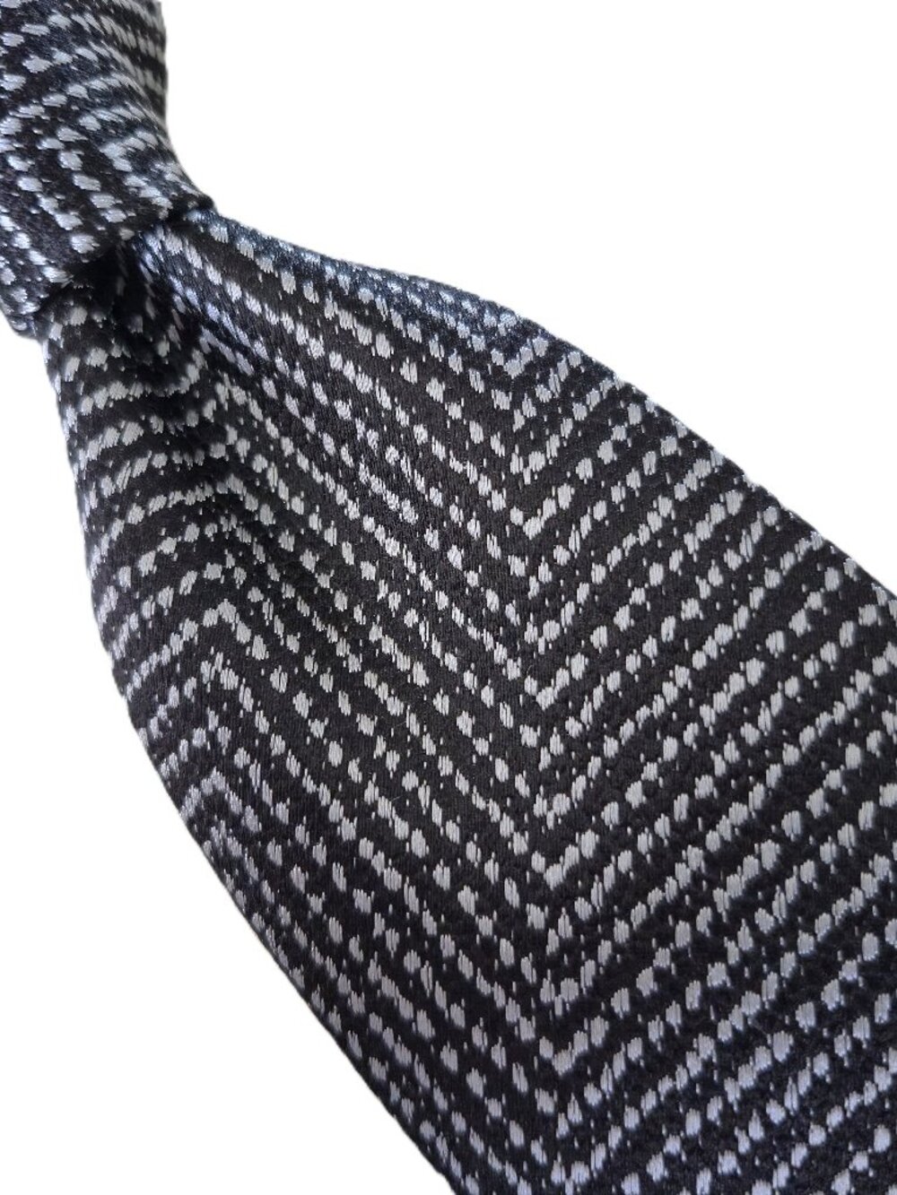 NWT TOM FORD Gray Black Large Zigzag Woven Silk Tie Italy $270